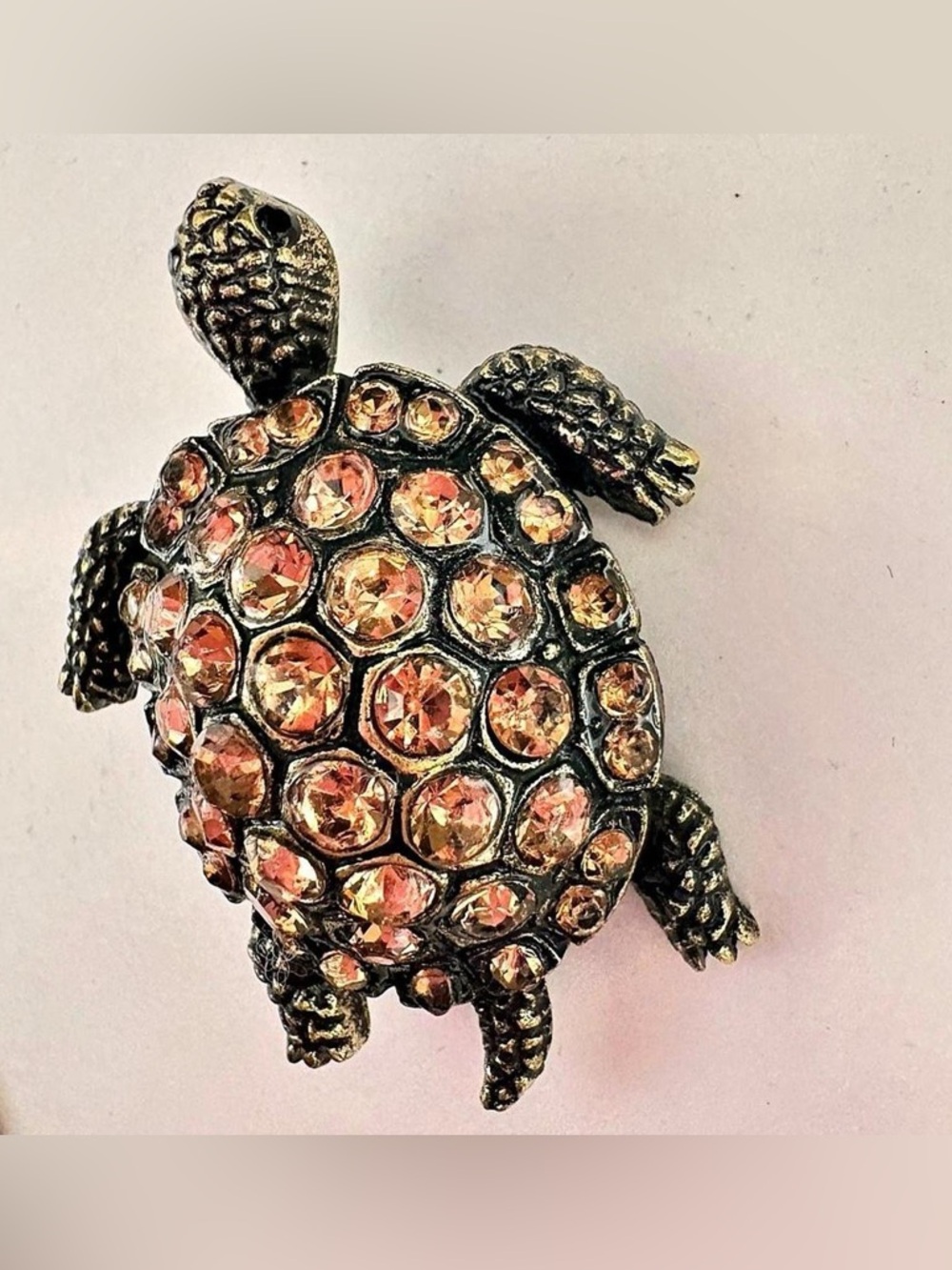 Rhinestone Crystal Turtle Brooch Pin